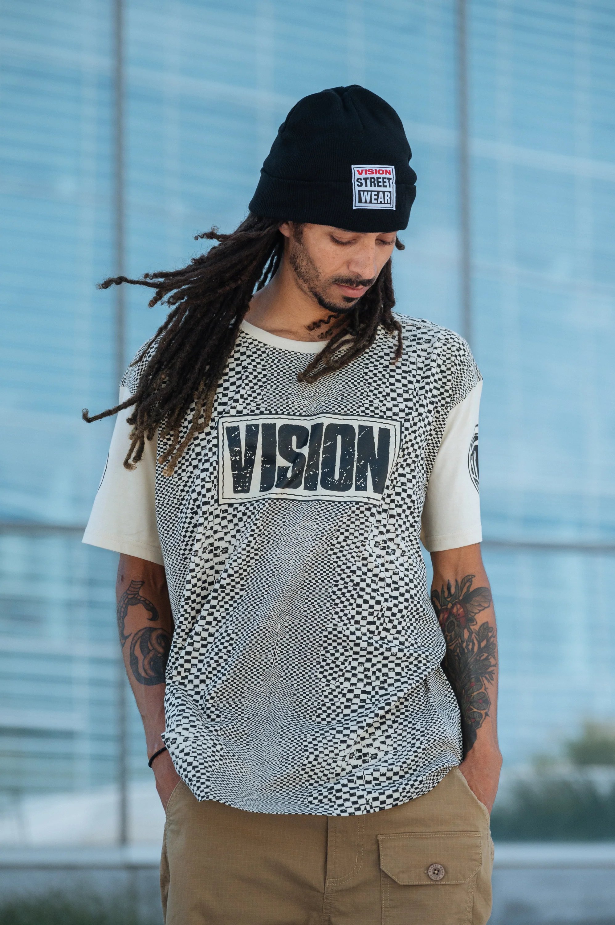 Broken Check T-Shirt - Bone - Image 4