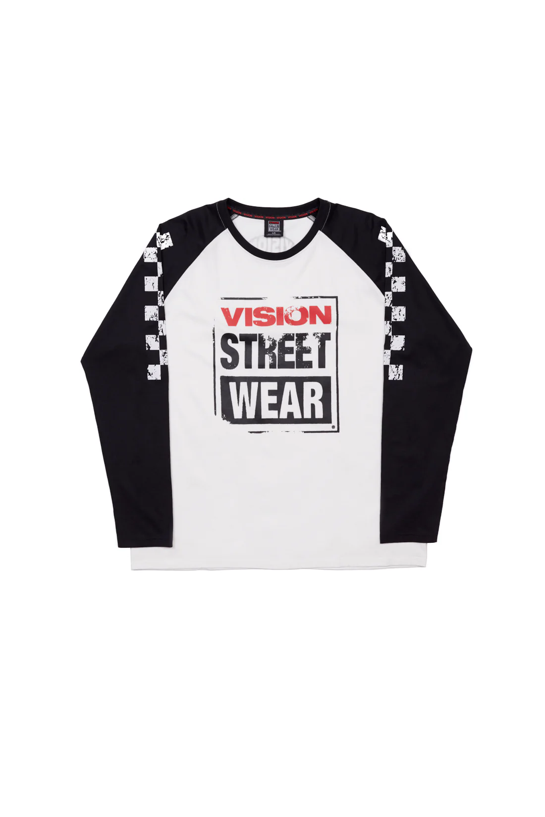 Checker Print Sleeve Logo T-Shirt - Ivory/Black - Image 6