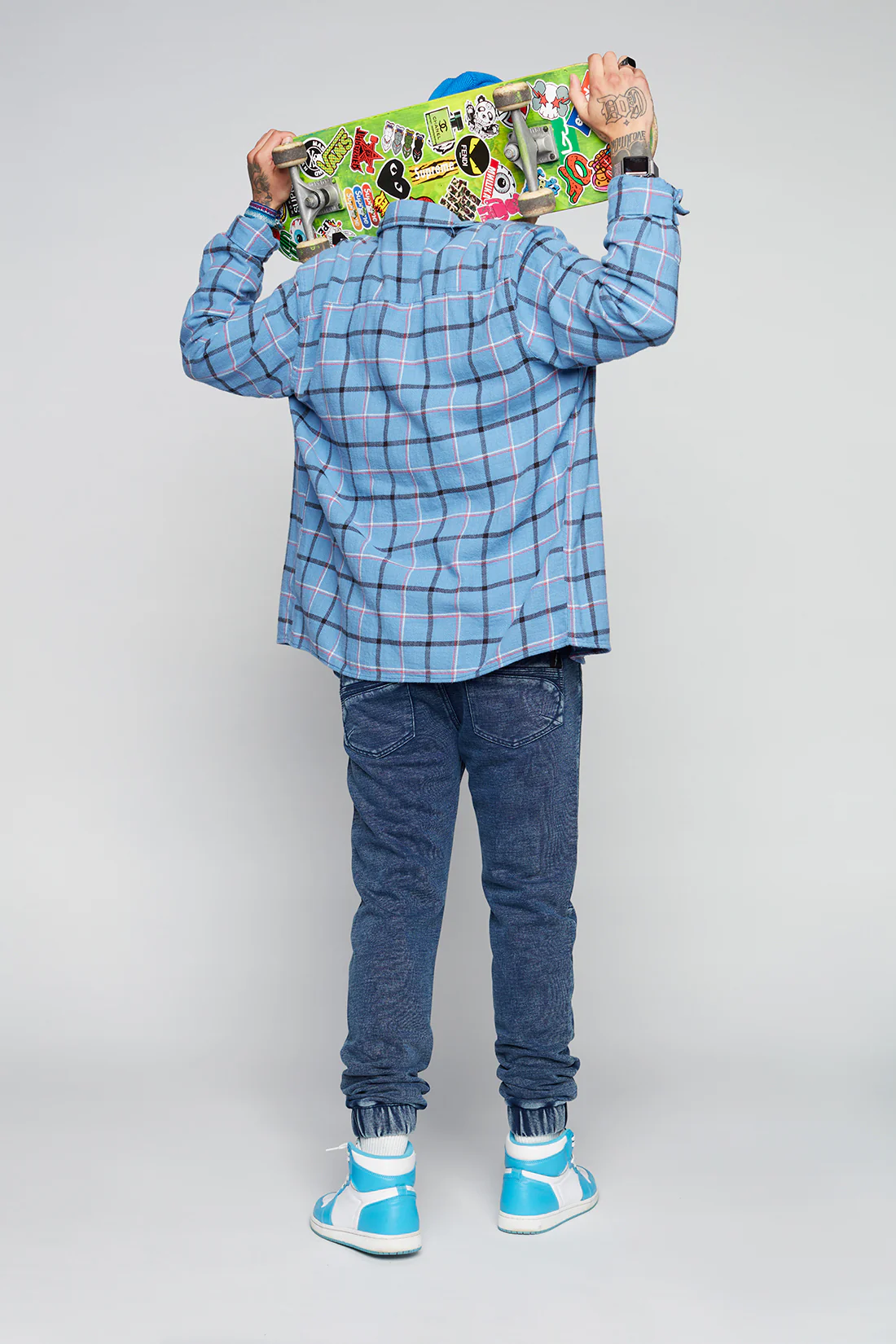HENDRIX - 5 Pocket French Terry  Moto Stitch Jogger -Blue Acid - Image 2