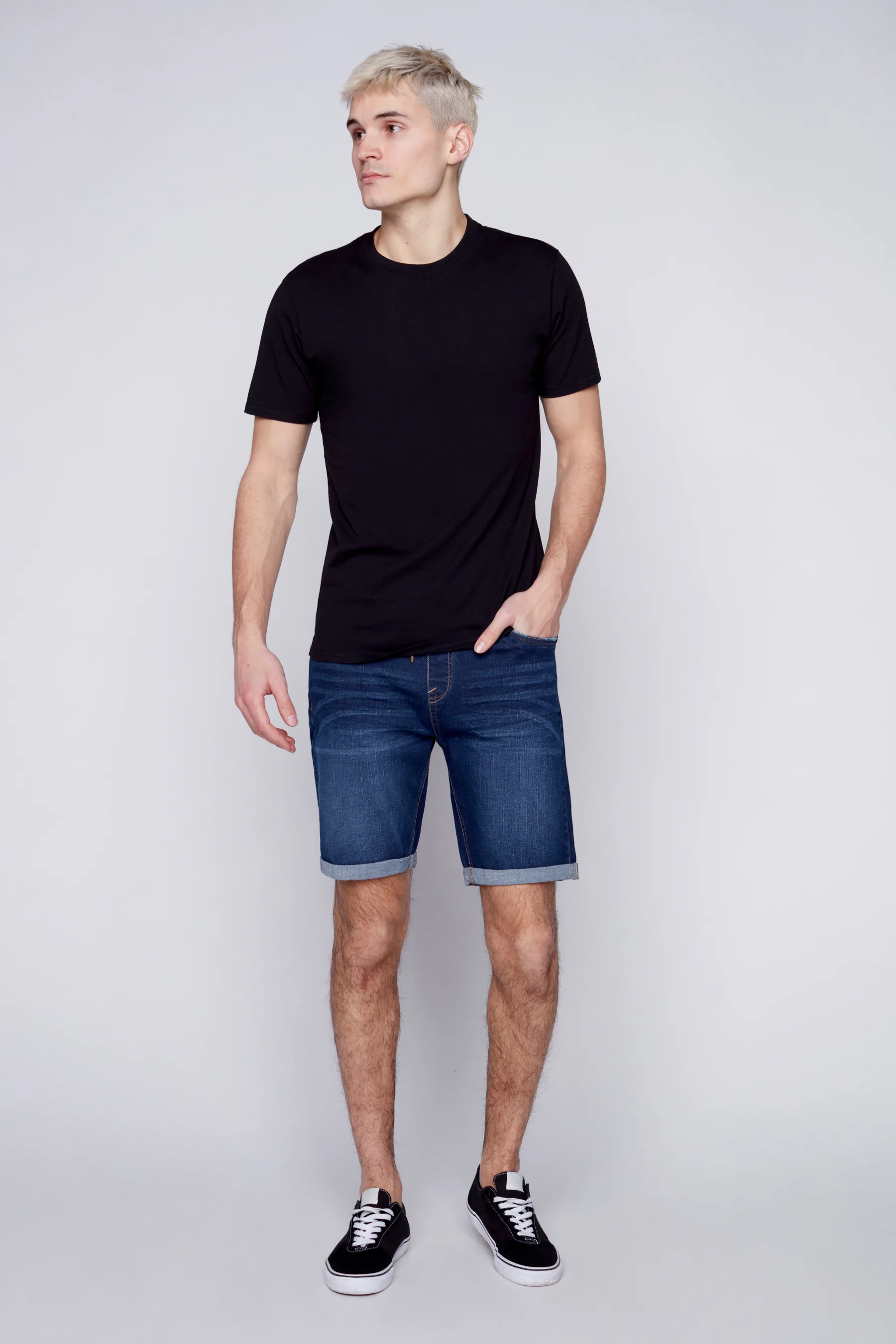 LENNON - Mens Rolled-Up Shorts - Dark Indigo Rinse