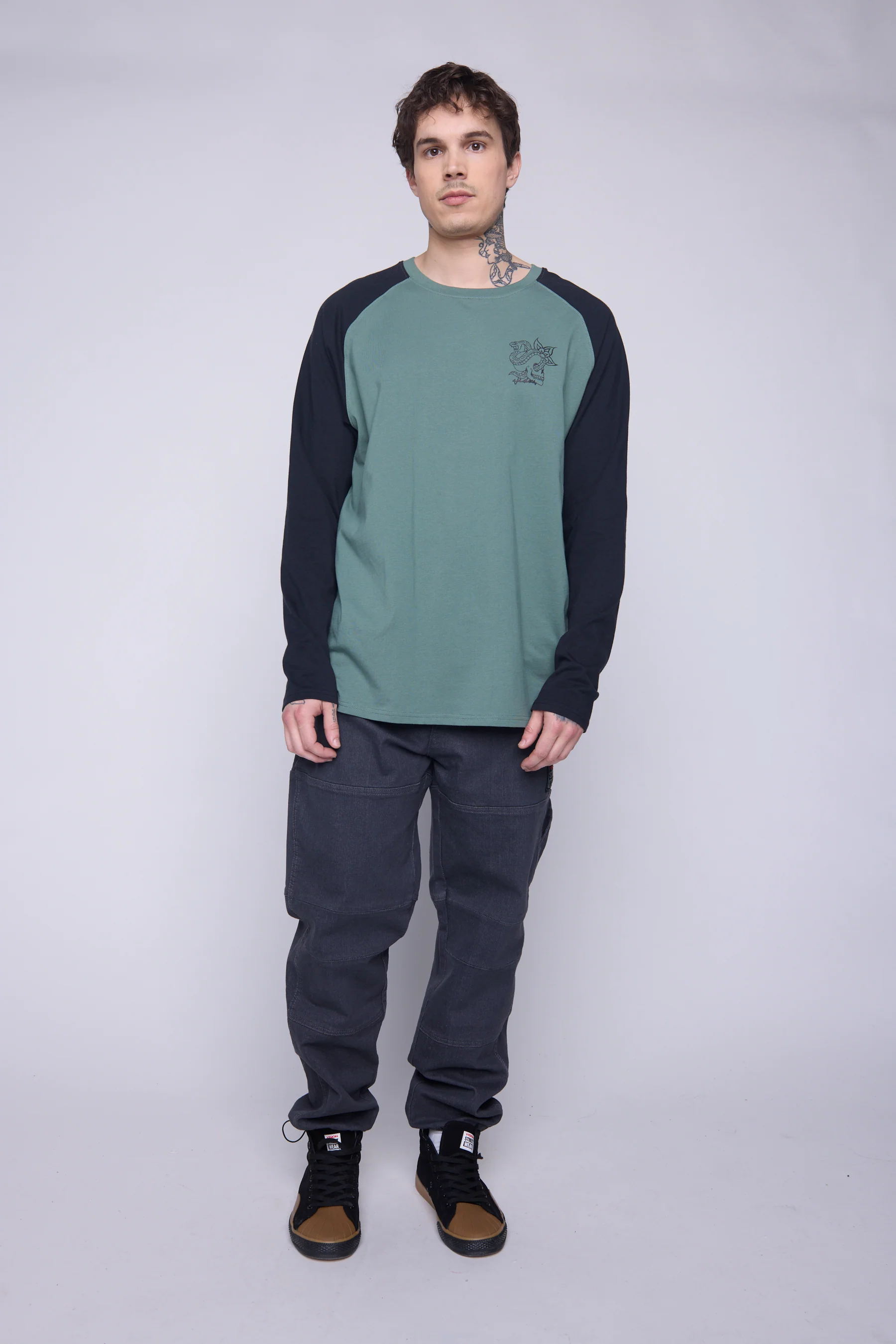 Raglan Shirt Matching Tattoo Prints - Moss