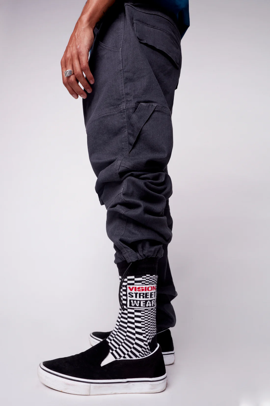 OLI - Loose Fit Pant with Adjustable Hems - Grey Denim - Image 5